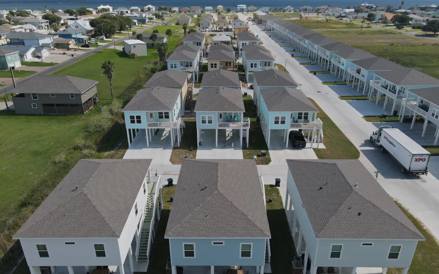 aerial view of a residential zone with newly installed roof
